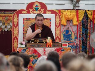 Thaye Dorje, His Holiness the 17th Gyalwa Karmapa, visits Montchardon on his European tour, 2023. Photo: Tokpa Korlo.