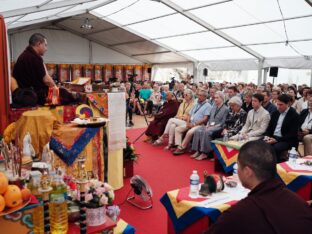 Thaye Dorje, His Holiness the 17th Gyalwa Karmapa, visits Montchardon on his European tour, 2023. Photo: Tokpa Korlo.