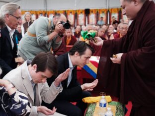 Thaye Dorje, His Holiness the 17th Gyalwa Karmapa, visits Montchardon on his European tour, 2023. Photo: Tokpa Korlo.