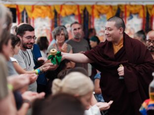 Thaye Dorje, His Holiness the 17th Gyalwa Karmapa, visits Montchardon on his European tour, 2023. Photo: Tokpa Korlo.