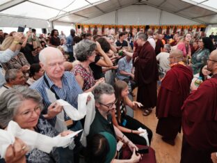 Thaye Dorje, His Holiness the 17th Gyalwa Karmapa, visits Montchardon on his European tour, 2023. Photo: Tokpa Korlo.