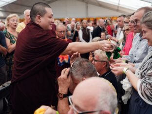 Thaye Dorje, His Holiness the 17th Gyalwa Karmapa, visits Montchardon on his European tour, 2023. Photo: Tokpa Korlo.