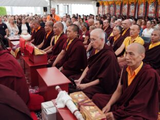 Thaye Dorje, His Holiness the 17th Gyalwa Karmapa, visits Montchardon on his European tour, 2023. Photo: Tokpa Korlo.