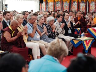 Thaye Dorje, His Holiness the 17th Gyalwa Karmapa, visits Montchardon on his European tour, 2023. Photo: Tokpa Korlo.