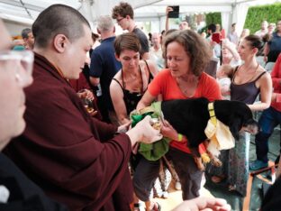 Thaye Dorje, His Holiness the 17th Gyalwa Karmapa, visits Montchardon on his European tour, 2023. Photo: Tokpa Korlo.