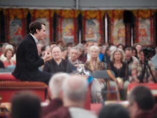 Thaye Dorje, His Holiness the 17th Gyalwa Karmapa, visits Montchardon on his European tour, 2023. Photo: Tokpa Korlo.