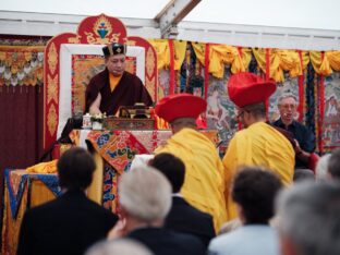 Thaye Dorje, His Holiness the 17th Gyalwa Karmapa, visits Montchardon on his European tour, 2023. Photo: Tokpa Korlo.