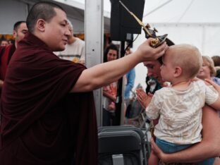 Thaye Dorje, His Holiness the 17th Gyalwa Karmapa, visits Montchardon on his European tour, 2023. Photo: Tokpa Korlo.