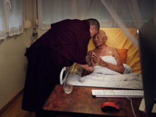 Thaye Dorje, His Holiness the 17th Gyalwa Karmapa, visits Montchardon on his European tour, 2023. Photo: Tokpa Korlo.