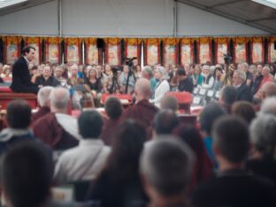 Thaye Dorje, His Holiness the 17th Gyalwa Karmapa, visits Montchardon on his European tour, 2023. Photo: Tokpa Korlo.