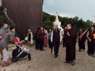 Thaye Dorje, His Holiness the 17th Gyalwa Karmapa, visits Montchardon on his European tour, 2023. Photo: Tokpa Korlo.