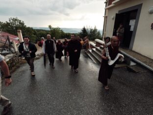 Thaye Dorje, His Holiness the 17th Gyalwa Karmapa, visits Montchardon on his European tour, 2023. Photo: Tokpa Korlo.