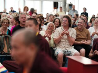 Thaye Dorje, His Holiness the 17th Gyalwa Karmapa, visits Montchardon on his European tour, 2023. Photo: Tokpa Korlo.