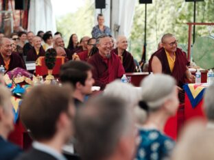 Thaye Dorje, His Holiness the 17th Gyalwa Karmapa, visits Montchardon on his European tour, 2023. Photo: Tokpa Korlo.