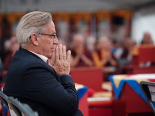 Thaye Dorje, His Holiness the 17th Gyalwa Karmapa, visits Montchardon on his European tour, 2023. Photo: Tokpa Korlo.