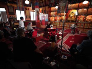 Thaye Dorje, His Holiness the 17th Gyalwa Karmapa, visits Montchardon on his European tour, 2023. Photo: Tokpa Korlo.