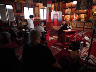 Thaye Dorje, His Holiness the 17th Gyalwa Karmapa, visits Montchardon on his European tour, 2023. Photo: Tokpa Korlo.