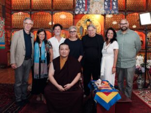 Thaye Dorje, His Holiness the 17th Gyalwa Karmapa, visits Montchardon on his European tour, 2023. Photo: Tokpa Korlo.