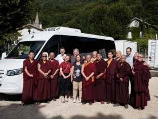 Thaye Dorje, His Holiness the 17th Gyalwa Karmapa, visits Montchardon on his European tour, 2023. Photo: Tokpa Korlo.