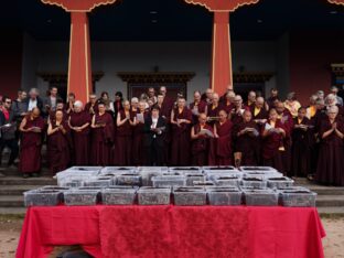 Thaye Dorje, His Holiness the 17th Karmapa, visits Dhagpo Kundrol Ling in France, 2023. Photo: Tokpa Korlo