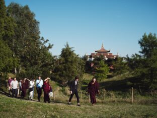 Thaye Dorje, His Holiness the 17th Karmapa, visits Dhagpo Kundrol Ling in France, 2023. Photo: Tokpa Korlo