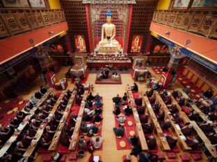 Thaye Dorje, His Holiness the 17th Karmapa, visits Dhagpo Kundrol Ling in France, 2023. Photo: Tokpa Korlo