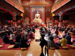 Thaye Dorje, His Holiness the 17th Karmapa, visits Dhagpo Kundrol Ling in France, 2023. Photo: Tokpa Korlo