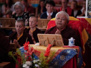 Thaye Dorje, His Holiness the 17th Karmapa, visits Dhagpo Kundrol Ling in France, 2023. Photo: Tokpa Korlo