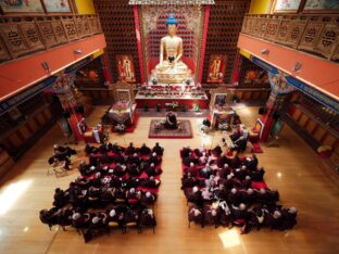 Thaye Dorje, His Holiness the 17th Karmapa, visits Dhagpo Kundrol Ling in France, 2023. Photo: Tokpa Korlo