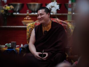 Thaye Dorje, His Holiness the 17th Karmapa, visits Dhagpo Kundrol Ling in France, 2023. Photo: Tokpa Korlo