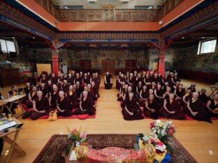 Thaye Dorje, His Holiness the 17th Karmapa, visits Dhagpo Kundrol Ling in France, 2023. Photo: Tokpa Korlo