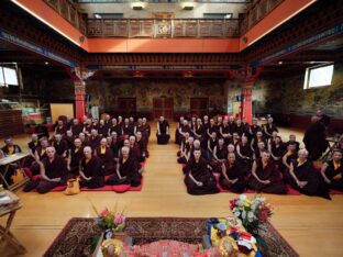 Thaye Dorje, His Holiness the 17th Karmapa, visits Dhagpo Kundrol Ling in France, 2023. Photo: Tokpa Korlo