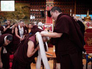 Thaye Dorje, His Holiness the 17th Karmapa, visits Dhagpo Kundrol Ling in France, 2023. Photo: Tokpa Korlo