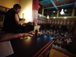 Thaye Dorje, His Holiness the 17th Gyalwa Karmapa, presided over the Karmapa Public Course 2024 in KIBI, New Delhi. Photo: Tokpa Korlo.