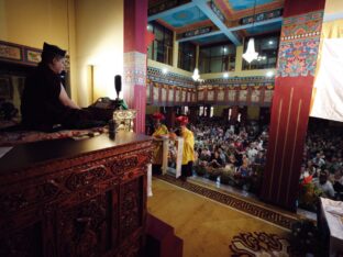 Thaye Dorje, His Holiness the 17th Gyalwa Karmapa, presided over the Karmapa Public Course 2024 in KIBI, New Delhi. Photo: Tokpa Korlo.