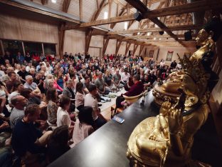 Thaye Dorje, His Holiness the 17th Gyalwa Karmapa, visits the Europe Center. Photo: Tokpa Korlo