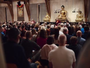 Thaye Dorje, His Holiness the 17th Gyalwa Karmapa, visits the Europe Center. Photo: Tokpa Korlo