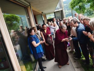 Thaye Dorje, His Holiness the 17th Gyalwa Karmapa, visits the Europe Center. Photo: Tokpa Korlo