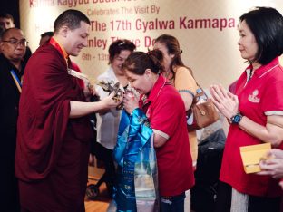 Thaye Dorje, His Holiness the 17th Gyalwa Karmapa, visits Karma Kagyu Buddhist Centre (KKBC) in Singapore, 2025. Photo: Tokpa Korlo.