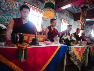 Thaye Dorje, His Holiness the 17th Gyalwa Karmapa, visits Dhagpo Sheydrub Ling. Photo: Tokpa Korlo