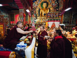 Thaye Dorje, His Holiness the 17th Gyalwa Karmapa, visits Dhagpo Sheydrub Ling. Photo: Tokpa Korlo