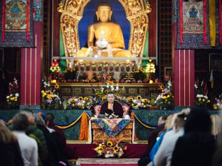 Thaye Dorje, His Holiness the 17th Gyalwa Karmapa, taught at the Public Meditation Course at the Karmapa International Buddhist Institute, 2025. Photo: Tokpa Korlo