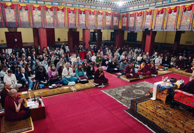 Thaye Dorje, His Holiness the 17th Gyalwa Karmapa, taught at the Public Meditation Course at the Karmapa International Buddhist Institute, 2025. Photo: Tokpa Korlo