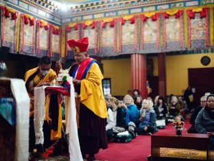 Thaye Dorje, His Holiness the 17th Gyalwa Karmapa, taught at the Public Meditation Course at the Karmapa International Buddhist Institute, 2025. Photo: Tokpa Korlo