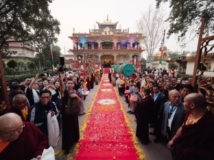 Thaye Dorje, His Holiness the 17th Gyalwa Karmapa, presided over the 23rd Kagyu Monlam at Bodh Gaya, in 2025. Photo: Tokpa Korlo.