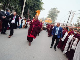 Thaye Dorje, His Holiness the 17th Gyalwa Karmapa, presided over the 23rd Kagyu Monlam at Bodh Gaya, in 2025. Photo: Tokpa Korlo.