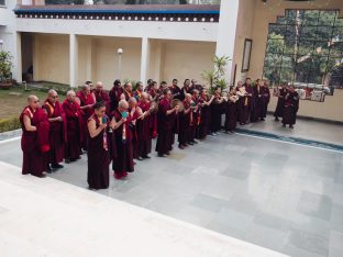 Pujas for His Eminence the 3rd Jamgon Ju Mipham Namgyal Gyatso Tshojung Gyepe Dorje, presided over by Thaye Dorje, His Holiness the 17th Gyalwa Karmapa. Photo: Tokpa Korlo.