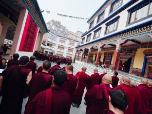 Pujas for His Eminence the 3rd Jamgon Ju Mipham Namgyal Gyatso Tshojung Gyepe Dorje, presided over by Thaye Dorje, His Holiness the 17th Gyalwa Karmapa. Photo: Tokpa Korlo.