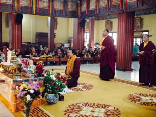 Pujas for His Eminence the 3rd Jamgon Ju Mipham Namgyal Gyatso Tshojung Gyepe Dorje, presided over by Thaye Dorje, His Holiness the 17th Gyalwa Karmapa. Photo: Tokpa Korlo.
