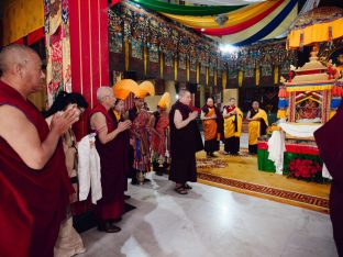 The cremation ceremony for His Eminence Mipham Namgyal Gyatso Tshojung Gyepe Dorje took place at the Karmapa International Buddhist Institute, Feb 2026. Photo: Tokpa Korlo.
